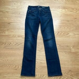 7 For All Mankind Women's Straight Leg Jeans in Dark Blue Wash